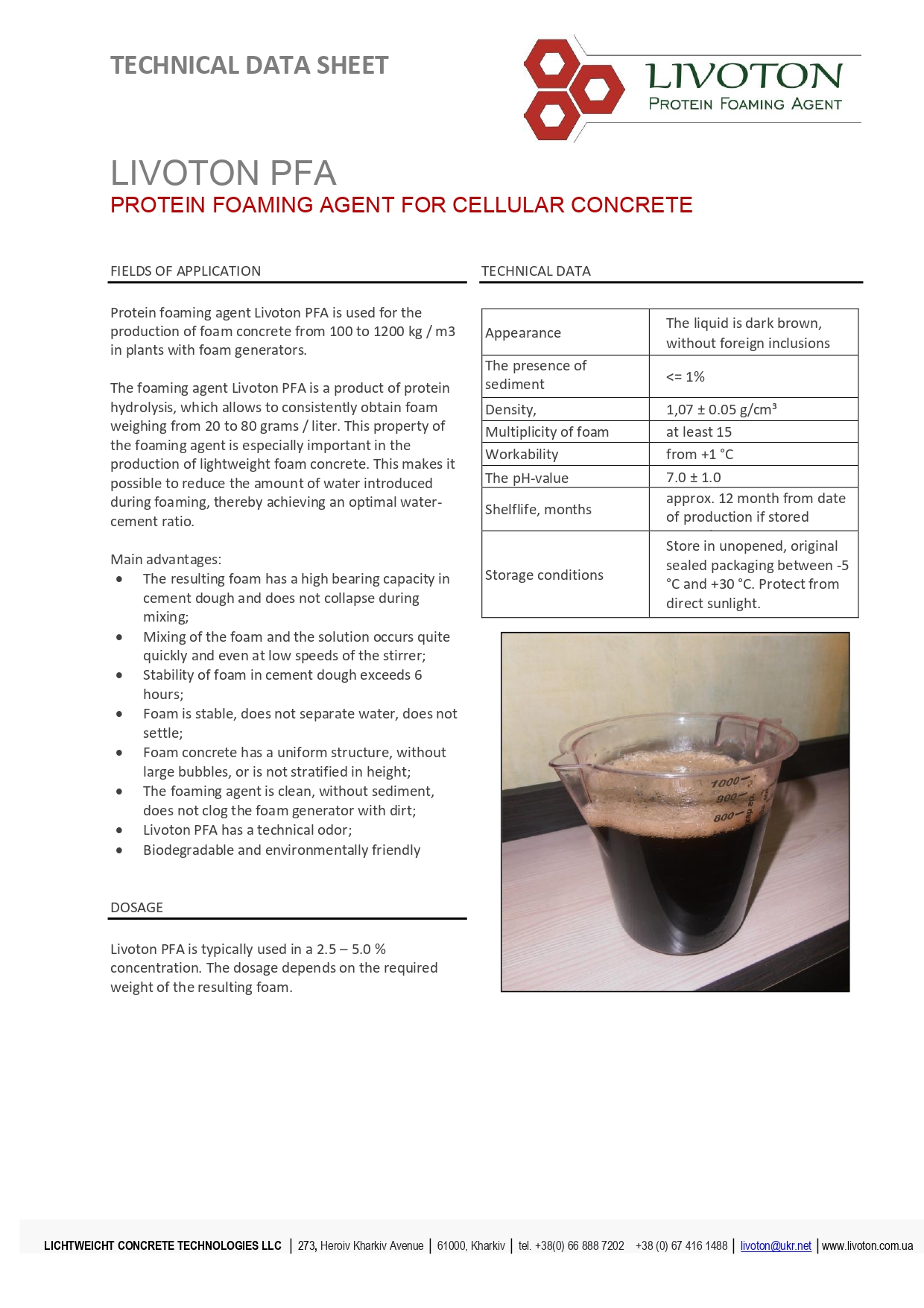 Protein foaming agent TDS page 0001